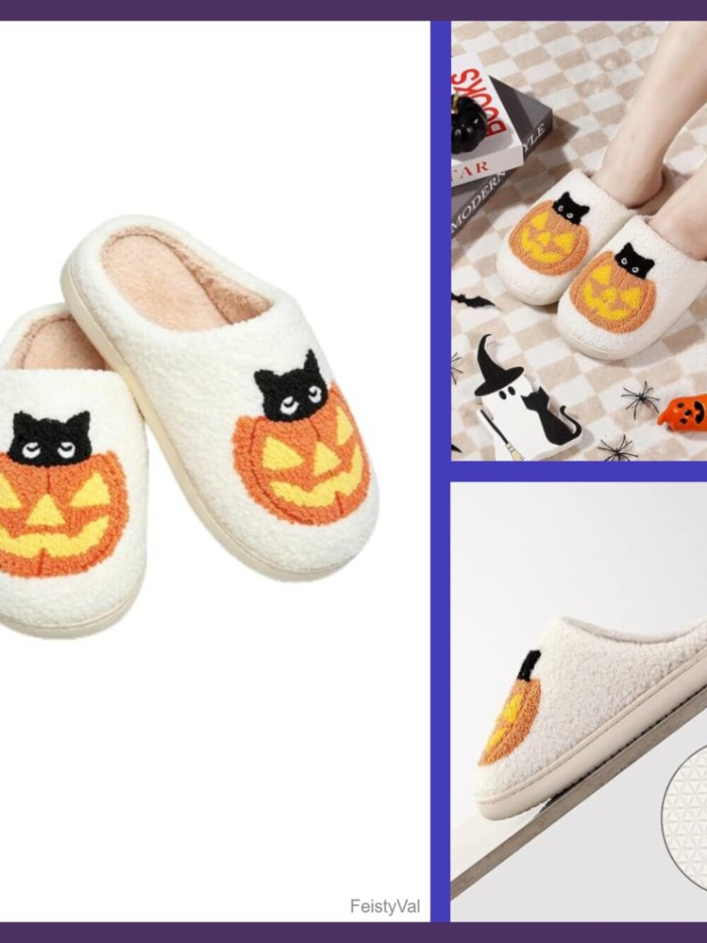 Halloween Pumpkin Slippers Women Men Cute Fall Slip Resistant Pull-On